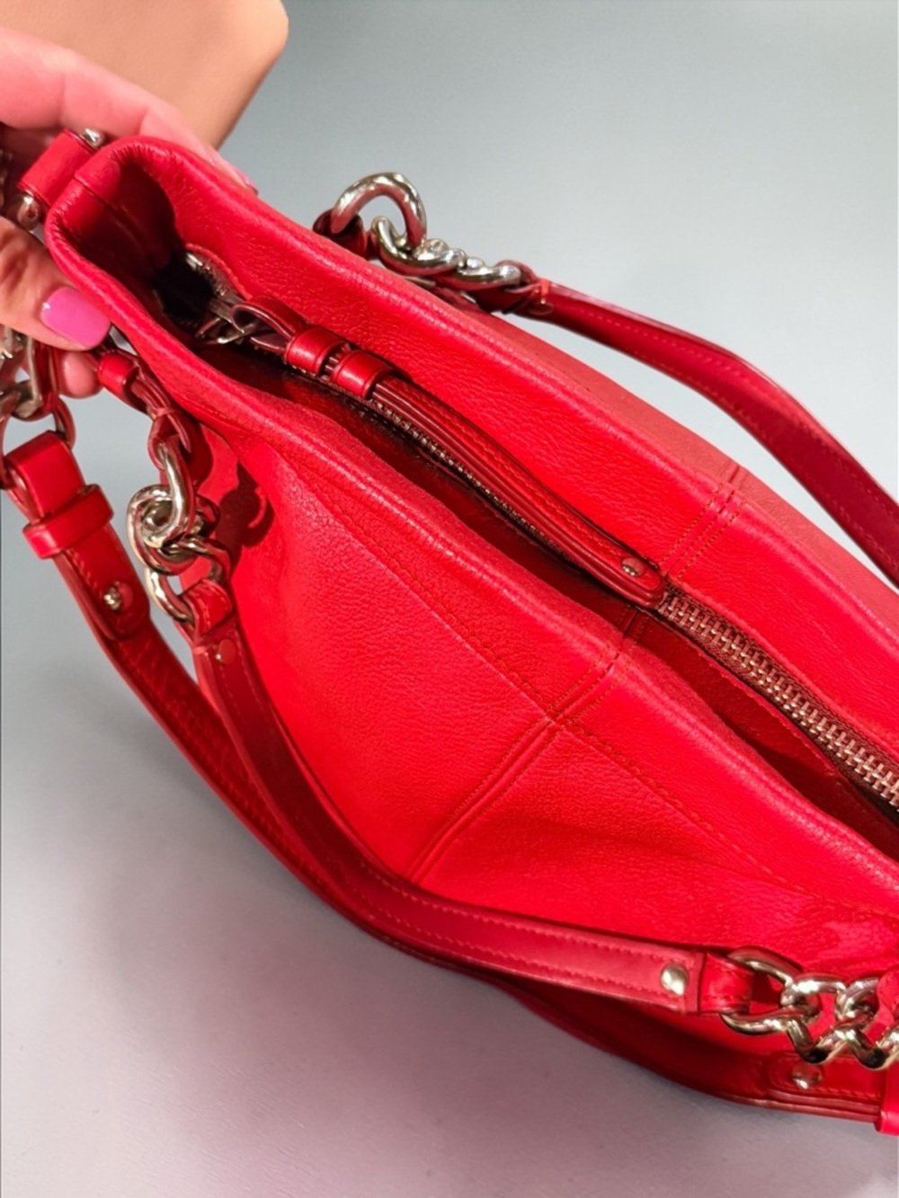 COACH Brooke Red Leather Hobo Shoulder Bag 14142 - Picture 7 of 14